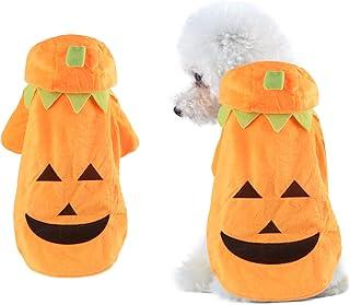 Delifur Dog Cat Halloween Pumpkin Costume Puppy Flannel Hoodie Coat