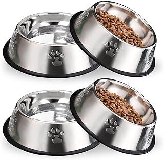 Hamiledyi Stainless Steel Dog Cat Bowl with Rubber Base