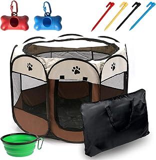 DREAM&GLAMOUR Portable Foldable Pet Playpen with 4 Ground Nail