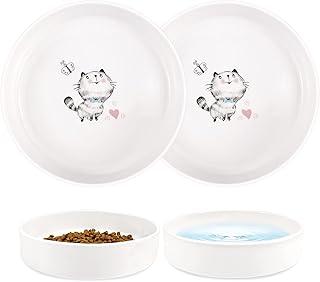 Dynmeow 2 Pack Ceramic Cat Bowls