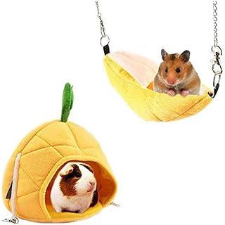 Hotumn 2 Piece Hamster Cage soft hammock bed small pet house