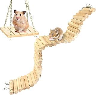 Hamster Bridge Suspension Ladder Wooden Swing Cage Toy for Small Animal