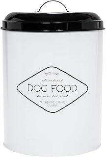 Amici Pet All Natural Dog Food Large Metal Storage Bin, White