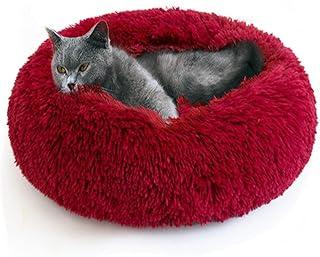 Allneo Detachable Original Calming Donut Cat and Dog Bed 20″‘ Luxury Shag Long Fur Cuddler Machine WASHABLE&Self-Wil
