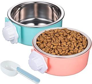 Linifar Crate Dog Bowl, Removable 2 Pack of Stainless Steel Hanging Pet Holder