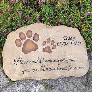 Somiss Pet Dog Memorial Stones,Personalized Paw Print