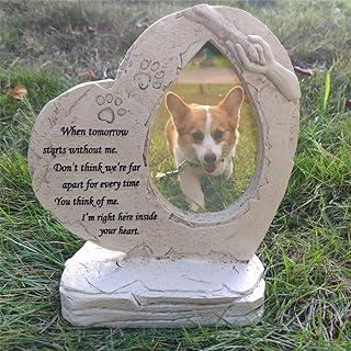 JSYS Pet Dog Memorial Stones, Heart Shaped with Photo Frame