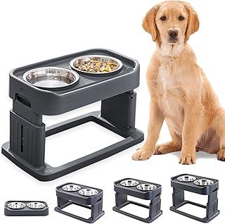 Elevated Dog Bowls Adjustable 4 Heights with 2 Stainless Steel Feeding Puppy