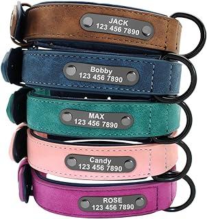 Custom Leather Dog Collars with Personalized Engraving Nameplate