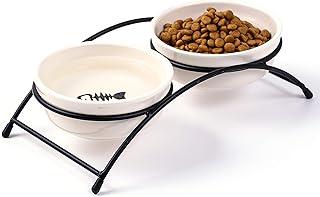 Cat Food Bowl Ceramic Elevated for Water Holder Set