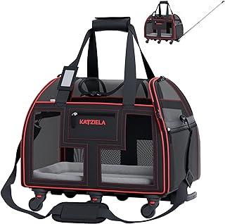 Katziela Airline Approved Pet Carrier – Rolling Portable Travel Crate for Small Dog, Puppy or Cat