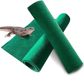 Reptile Carpet 39.4″ x 19.7-2pcs Terrarium Substitute Liner Pet Habitat Bedding Soft Green Mat for Bearded Dragon Lizard