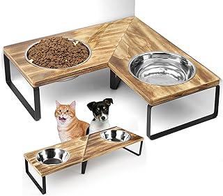 Elevated Raised Cat Food Bowl with Stand and Double Stainless Steel