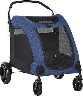 PawHut Pet Stroller Universal Wheel with Storage Basket Ventilated Foldable Oxford Fabric