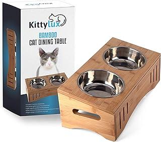 Kittylux Cat Food Bowls with Stand | Raised & Elevated Animal Feeder