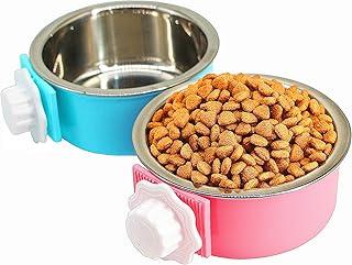 2 Pack Crate Dog Bowl, Removable and Stainless Steel Kennel Water