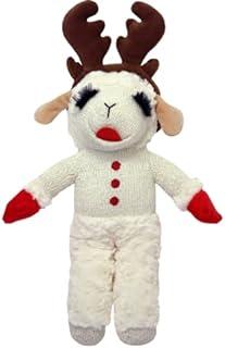 Multipet Holiday Lamb Chop with Reindeer Antlers Plush Dog Toy