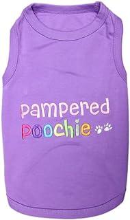 Parisian Pet Dog Cat Clothes Embroidered T-Shirt Pampered Poochie