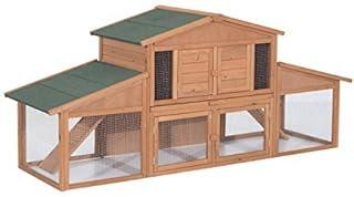 Pawhut 91″ Large Wooden Bunny Rabbit Coop with Outdoor Run
