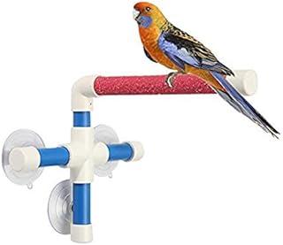 Keersi Portable Suction Cup Shower Perch Window Wall Stand for Bird Parrot Parakeet Conure Macaw African Greys