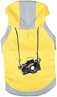 Blueberry Pet Cotton Dog Camera Hoodie in Grey & Yellow