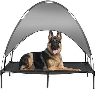 Zooba 50″ Elevated Outdoor Dog Bed with Canopy, Cooling Raised Pet Cot and Removable Sunshade