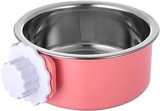 WeTest Crate Dog Bowl-Stainless Steel Removable Hanging Food Water Cup for Pet,Pink