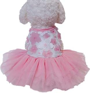 QingLuo Pet Dog Princess Bow Lace Skirt Dress