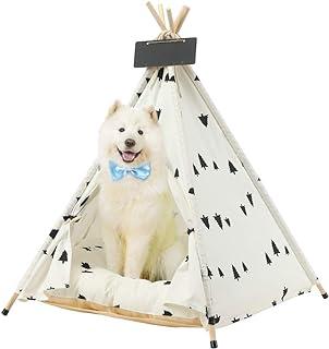 EMUST Pet Teepee Bed, Washable Indoor Dog House with Thick Cushion