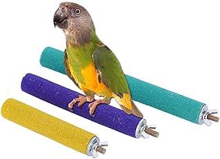PIVBY Wood Bird Cage Perch Colorful Parrot Stand Toy Platform Paw Grinding Stick for Amazon