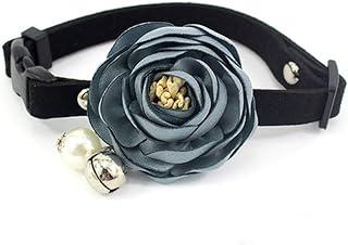 PetFavorite Peony Flower Cat Dog Collar Bow Tie – Suede Puppy Necklace with Bell Pearl