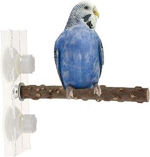 Keersi Bird Wood Shower Perch with Suction Cup Window Wall Outdoor Travel Stand for Parrot Parakeet Cockatoo