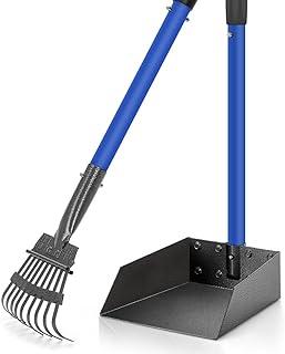 Heavy Duty Metal Long Handle Rake and Tray for Pet Waste Pick Up