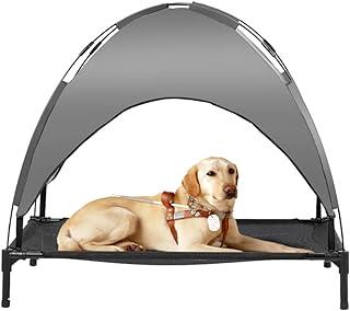 Zooba 36″ Elevated Outdoor Dog Bed with Canopy, Cooling Raised Pet Cot