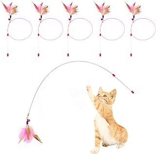 Cat Feather Toy, Kitten Chaser Teaser Wire Wand Bundle of 5 Pack