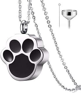 QUMY Pet Cat Dog Paw Print Cremation Jewelry for Ashes