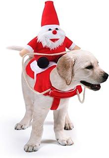 Idepet Dog Santa Claus Riding Christmas Costume Funny Cowboy Rider Horse