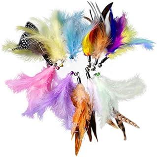 Jkshop Multi Piece Replacement Colorful Feathers Pack for Interactive Cat and Kitten Toy Wands