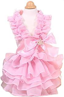 MaruPet elegant princess lace Hollow Dress Silky Tutom Queen Style with Bowknot for Small, Extra small Dog Teddy
