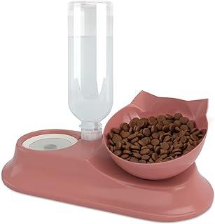 Flying Paws Gravity Cat Food Bowl Raised Dog Feeder Set (Pink)
