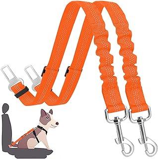 SlowTon Dog Seatbelt 2 Pack Car Leash Adjustable Elastic Bungee Buffer