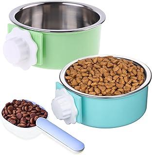Mechpia 2 Pieces Crate Dog Bowl, Removable Metal Pet Kennel Hanging Food Water Feeder