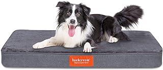 Luckyvon Large Dog Bed with Orthopedic Memory Foam, Waterproof Lining and Nonskid Bottom Canine Crate
