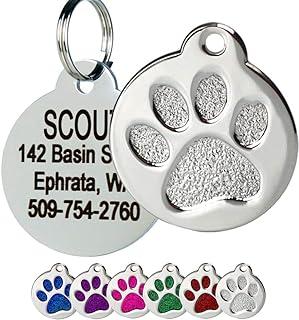 Paw Print Round Stainless Steel Pet ID Tag