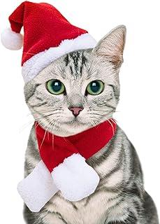 NAMSAN Christmas Cat Costume Small Dog Santa Hat with Scarf Kitty Xmas Outfit