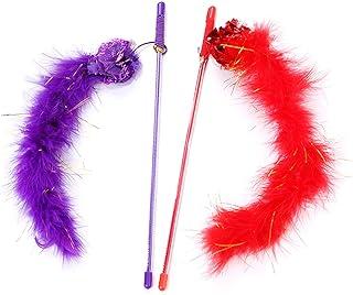 Cat Teaser Wand with Sound Paper and Feather for Kitten
