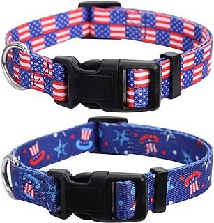 Lamphyface 2 Pack American Flag Dog Collar Adjustable
