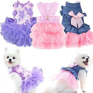 Dog Dresses for Small Canines Girl 3 Pack Summer Puppy Clothing