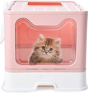 Large Foldable Cat Litter Box with Lid, Kitty Potty