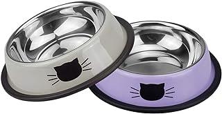 Petfamily Stainless Steel Cat Bowl with Non-Skid Rubber Base
